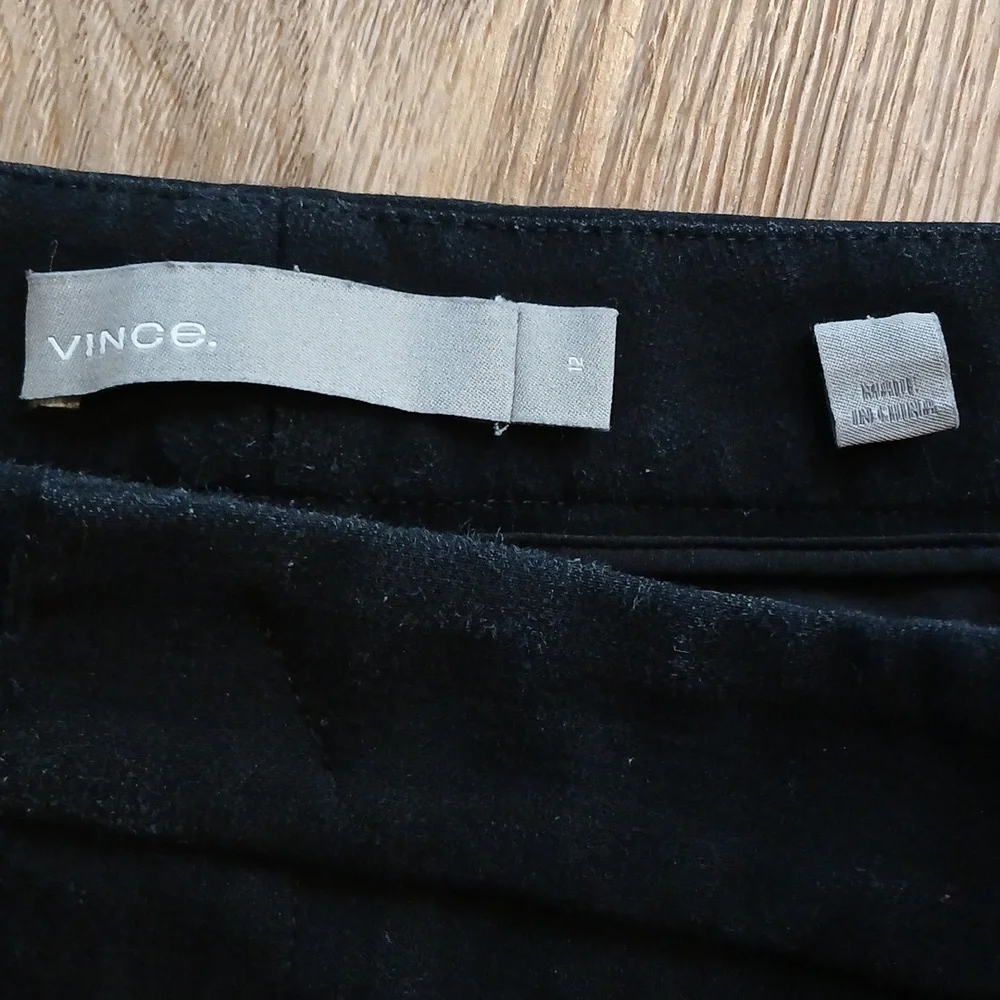 Vince Black Trousers Faux Leather Racing Side Stripe Tuxedo Size 12 - Picture 4 of 7